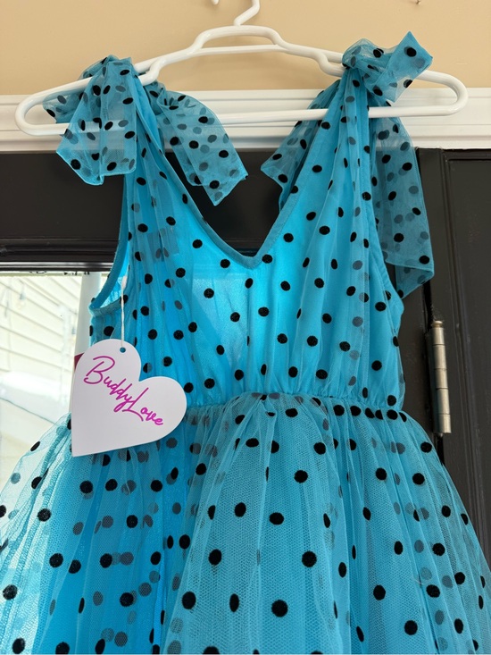Buddy Love Dresses & Skirts - Teal Blue Polka Dot Tulle Party Dress with Black Dots